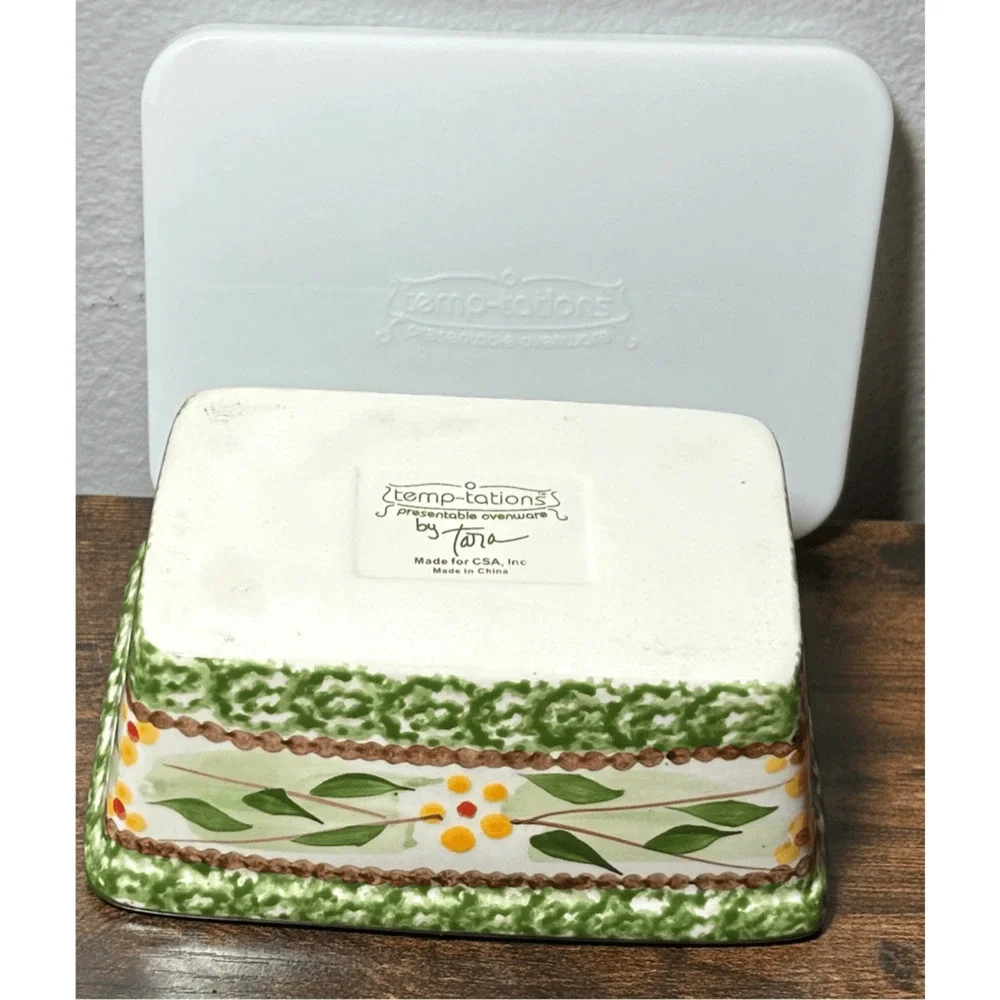 Temptations by Tara Presentable Ovenware Old World Green Small Loaf Pan w/ lid